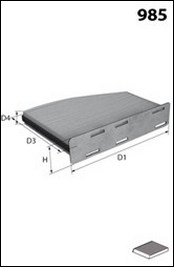 Cabin air conditioner filter Golf 5 Audi A3 misfat HB166
