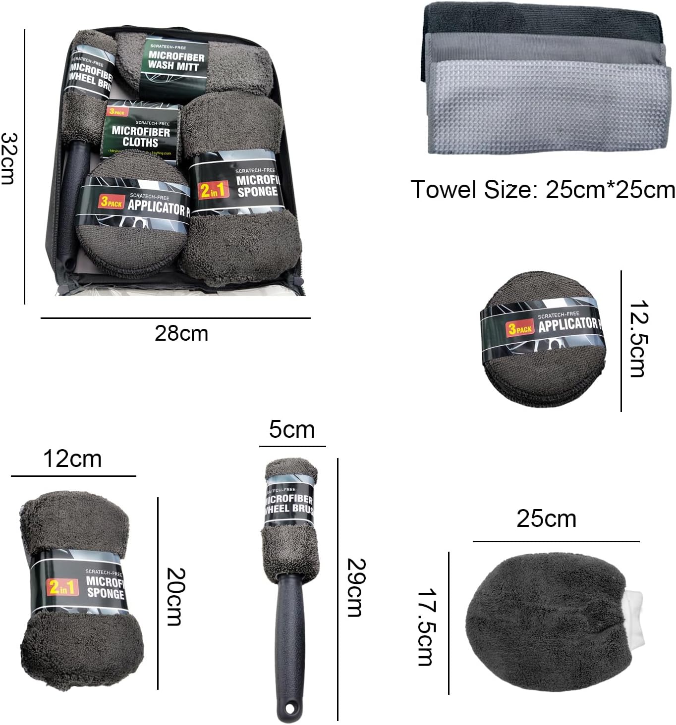 9-piece microfiber car wash kit