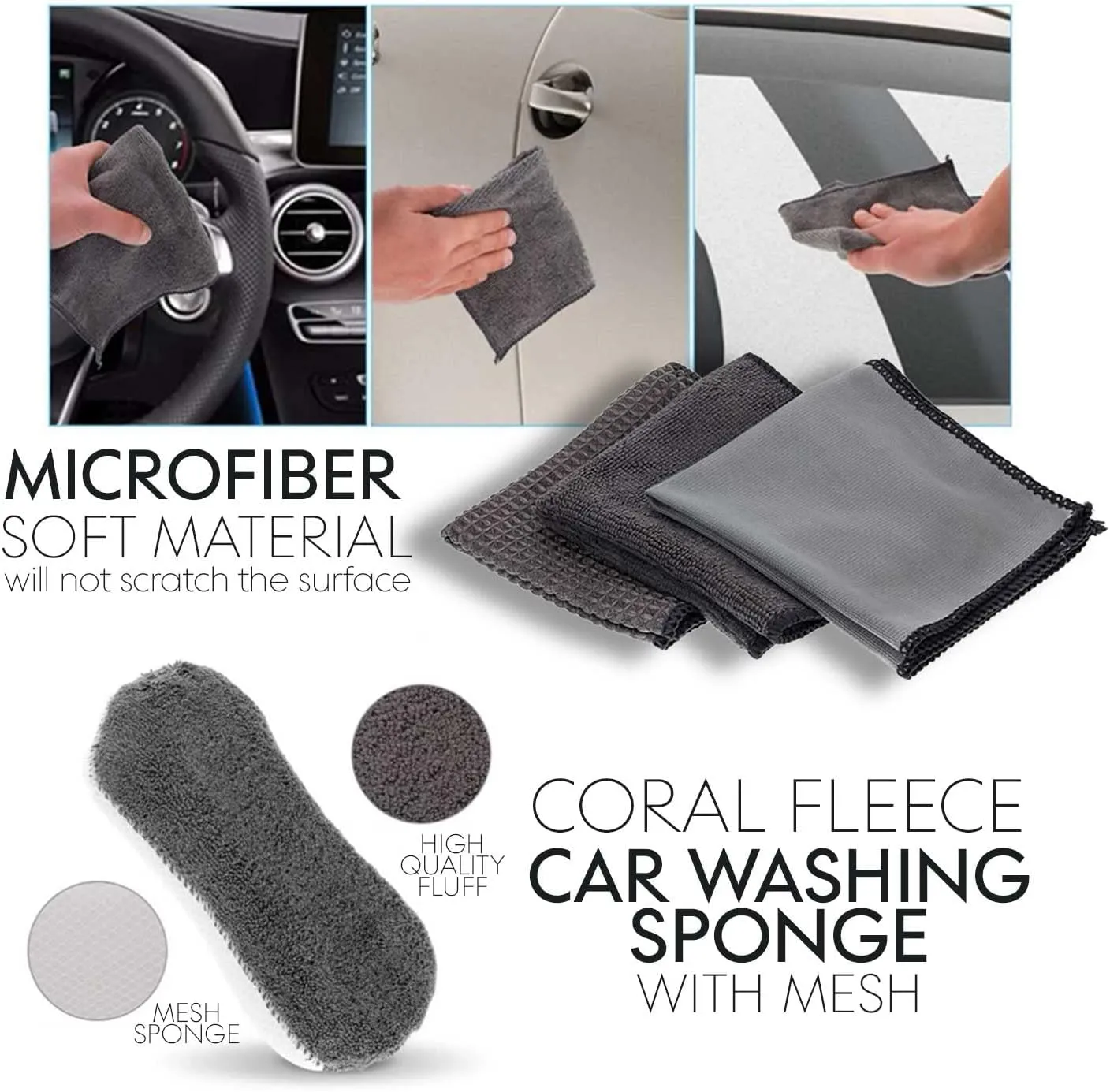 9-piece microfiber car wash kit