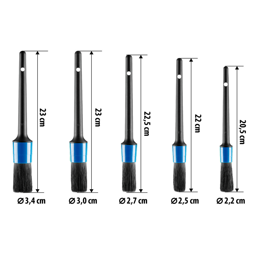 Pro Detail Kit of 5 professional detailing brushes