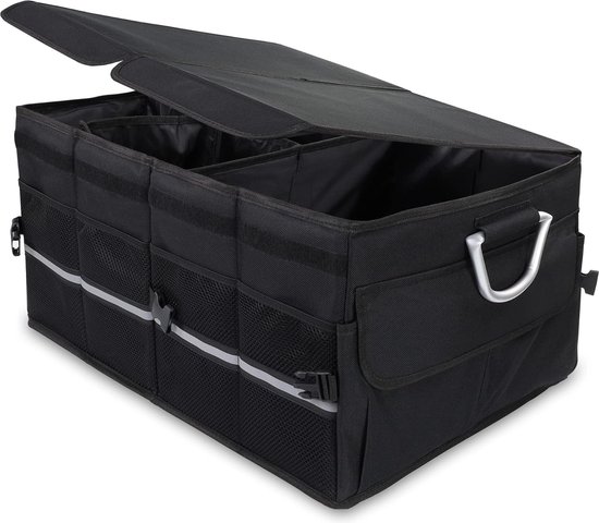 Boîte de Rangement de Coffre – Organisateur Multifonction Voiture avec Couvercle