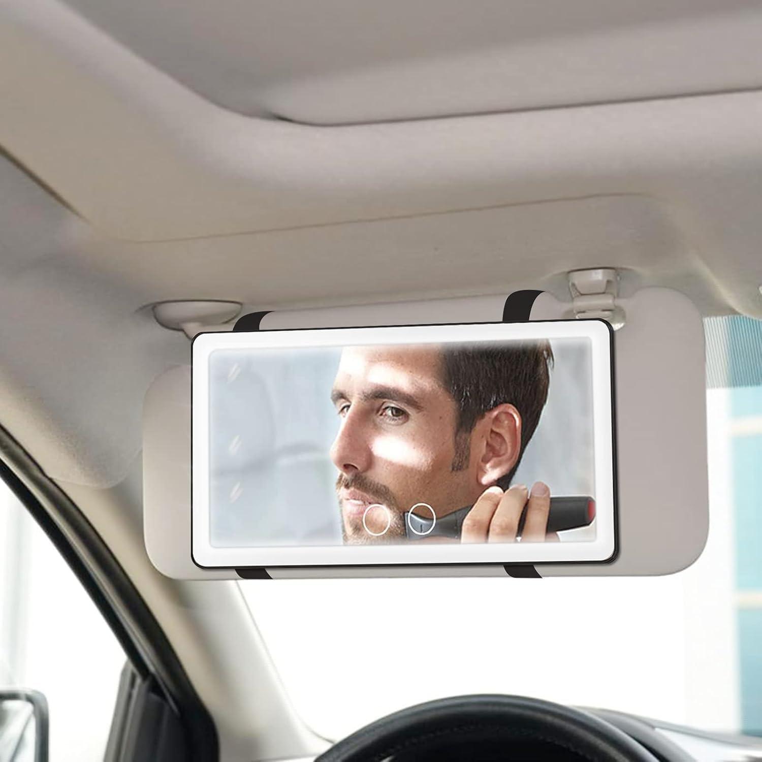 LED Mirror for Car Sun Visor – Rechargeable, 3 Lighting Modes