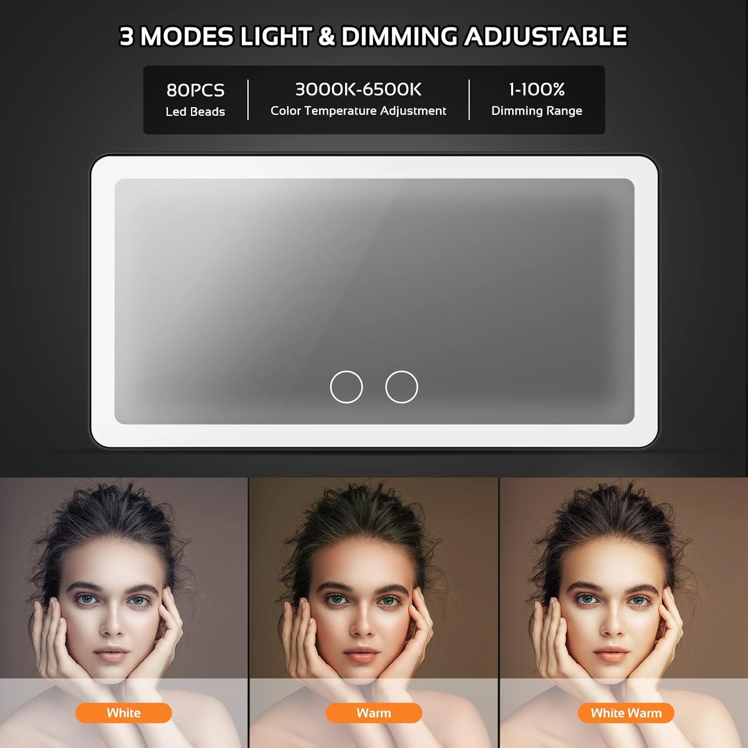 LED Mirror for Car Sun Visor – Rechargeable, 3 Lighting Modes