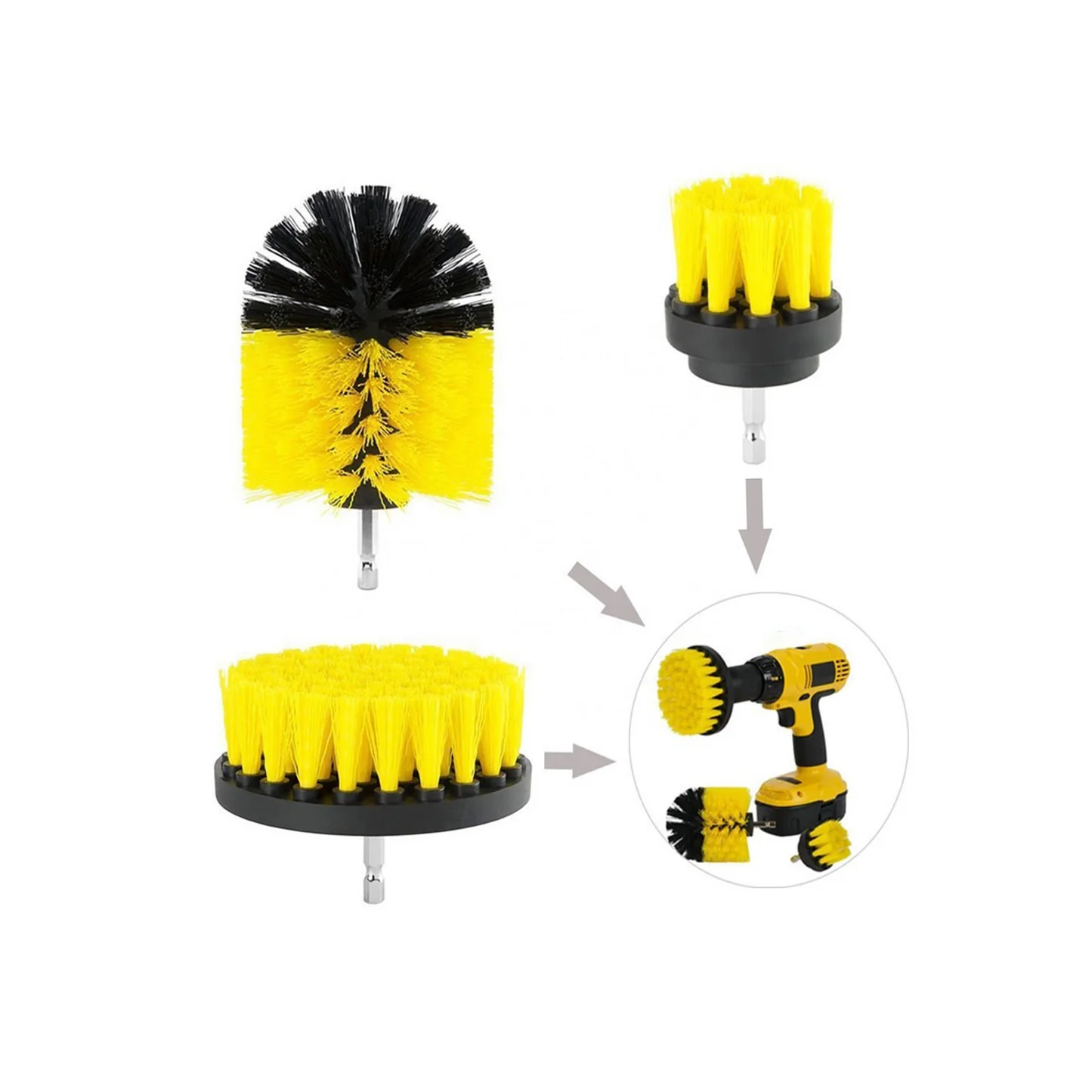 Kit of 3 brushes for screwdriver